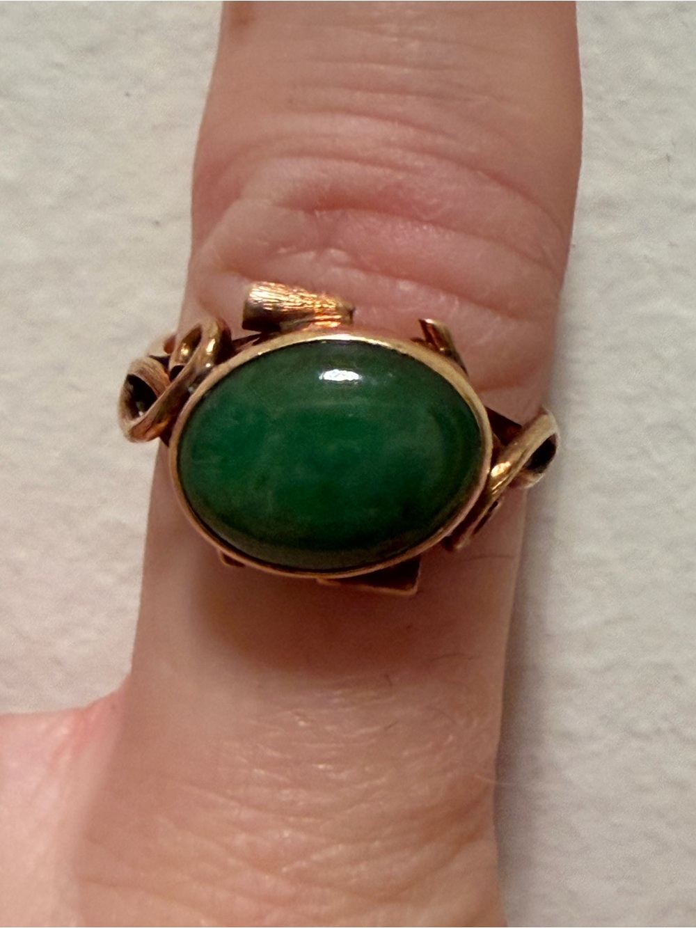 Vintage 14kt Yellow Gold Jadeite Jade Ring